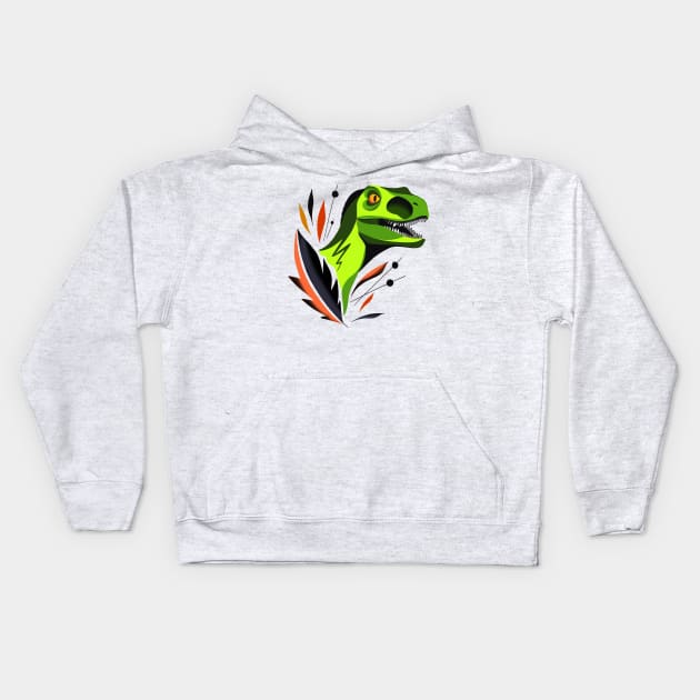 Colorblock velociraptor Kids Hoodie by Jurassic Ink